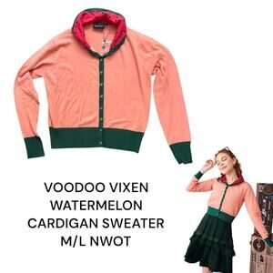 Voodoo Vixen Retro Watermelon Cardigan Sweater M/L NWOT